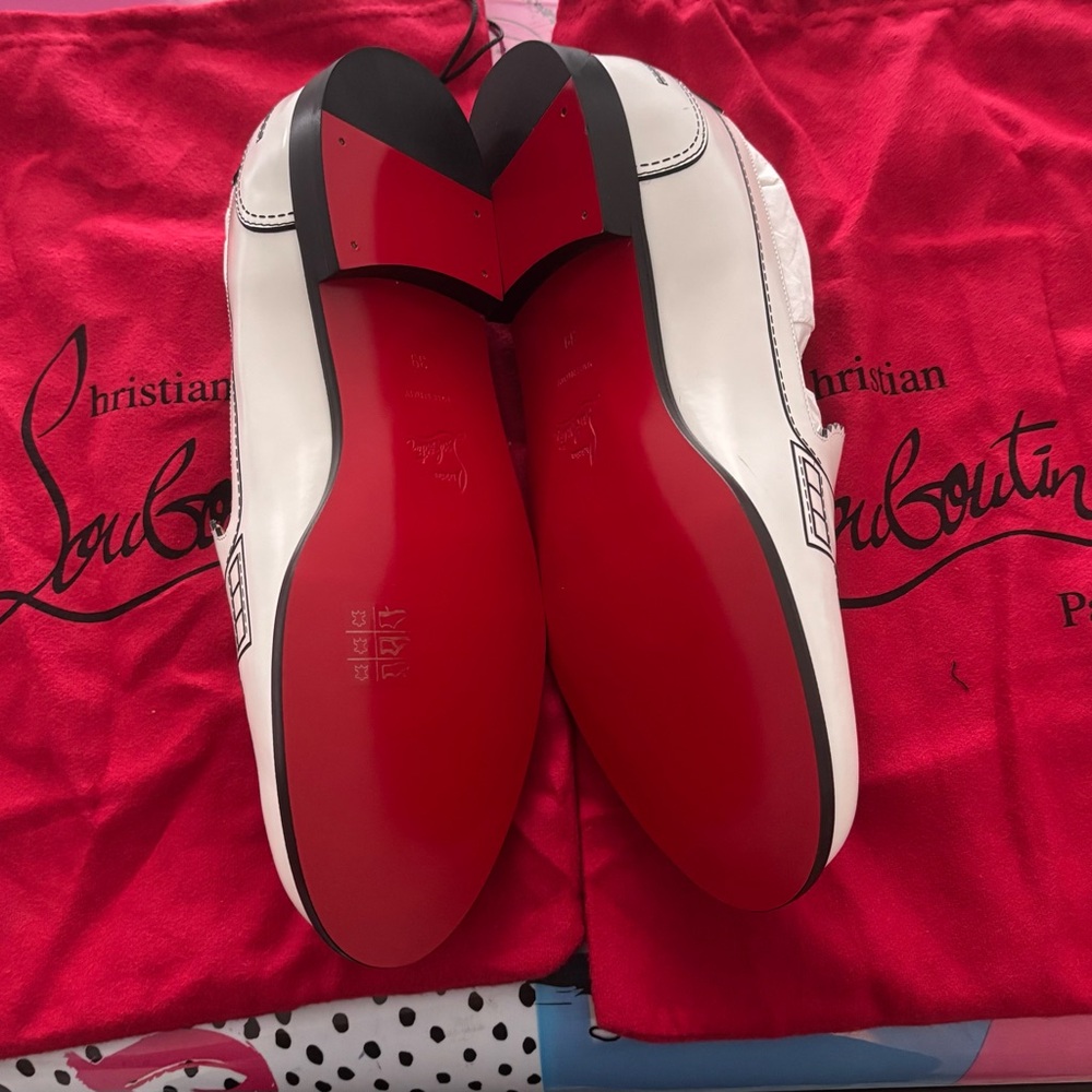 Christian Louboutin White and Red Flats